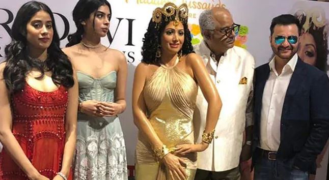 Boney, Janhvi and Khushi unveil Sridevi's wax statue at Madame Tussauds, Singapore