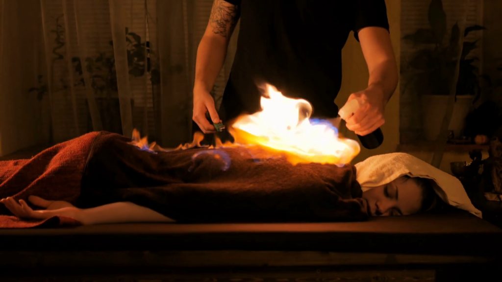 Here disease is cured by setting the patient’s body on fire