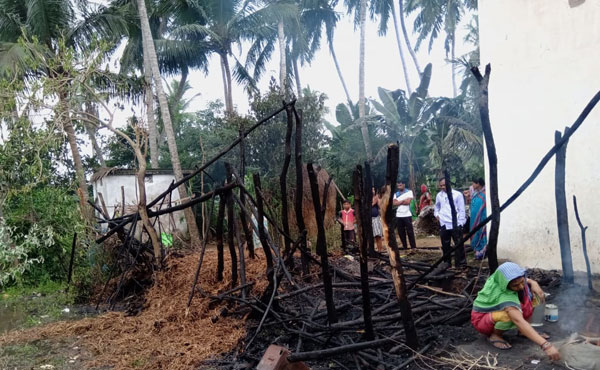 Four rooms gutted, livestock half burnt