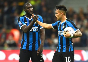 Romelu Lukaku and Lautaro Martinez of Inter Milan