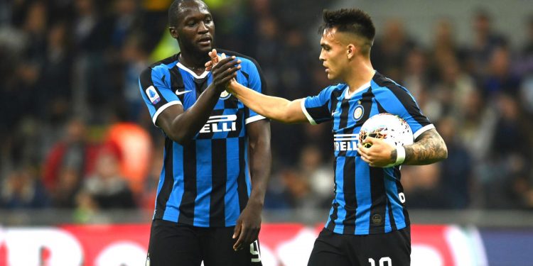 Romelu Lukaku and Lautaro Martinez of Inter Milan