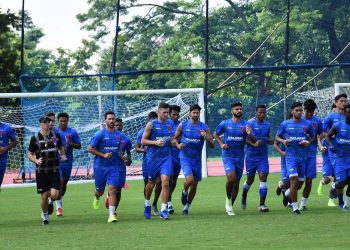 Odisha FC players sweat it out ahead of their match against Jamshedpur FC