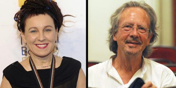 Olga Tokarczuk and  Peter Handke (right)