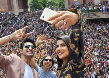 Priyanka Chopra and Rohit Saraf during the promotion of The Sky Is Pink