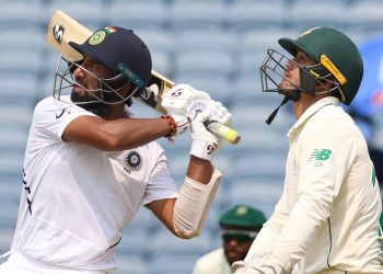 Cheteshwar Pujara dispatches one to the boundary during his innings Thursday