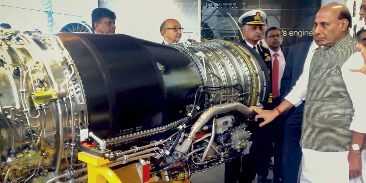 Defence Minister Rajnath Singh at the engine manufacturing facility