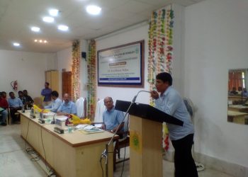 Minister Arun Kumar Sahoo addressing the gathering at OUAT, Friday