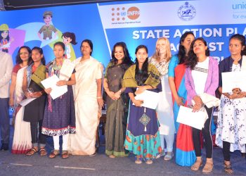 Women and Child Development Minister Tukuni Sahu and other dignitaries with the survivors of child marriage OP Photo