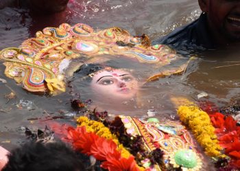 Durga Puja idol immersion in Cuttack and Bhubaneswar