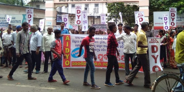 Youths staged protest and rally in Baripada over several demands
