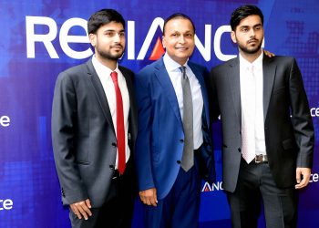 Anil Ambani with sons Anmol (L) and Anshul