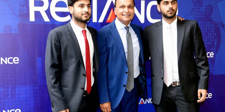 Anil Ambani with sons Anmol (L) and Anshul