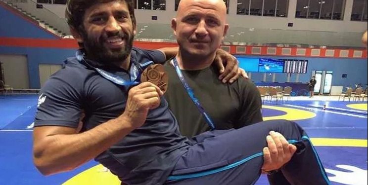 Bajrang Punia and his coach