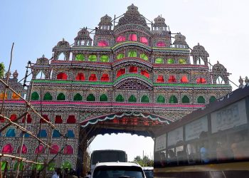 A view of the main entrance at the Mamallapuram heritage site on the eve of informal summit between Prime Minister Narendra Modi and Chinese President Xi Jinping