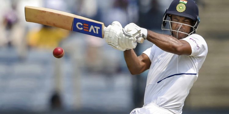 Mayank Agarwal pulls during his three-figure knock against South Africa at Pune, Thursday