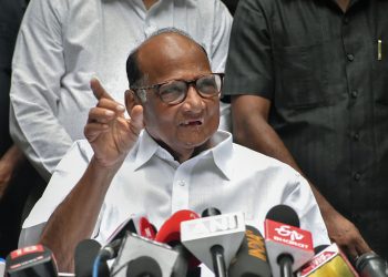 NCP president Sharad Pawar addresses the media at his residence, in Mumbai, Thursday