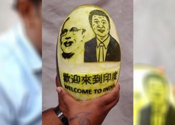 Artiste carves Modi, Xi on watermelon to welcome them