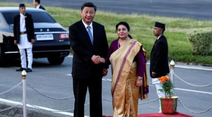 Xi Jinping his Nepalese counterpart Bidya Devi Bhandari