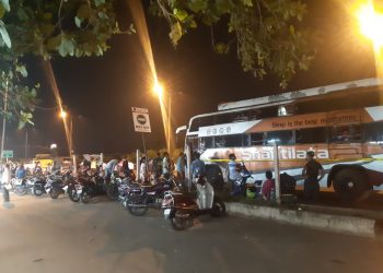 The encroached bus bay at Satsang Vihar in Bhubaneswar