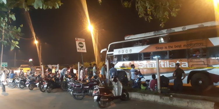 The encroached bus bay at Satsang Vihar in Bhubaneswar