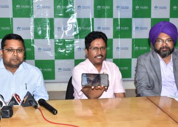 Dr Akshay Rout, along with others, at a press meet held BR Kalinga Hospital