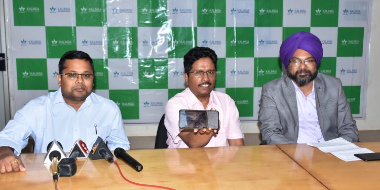 Dr Akshay Rout, along with others, at a press meet held BR Kalinga Hospital