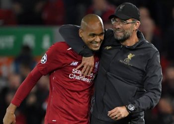 Fabinho and Liverpool manager Jurgen Klopp