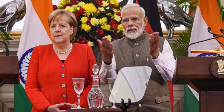 narendra Modi and Angela Merkel