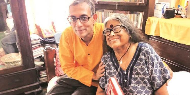 Nabaneeta Dev Sen with Nobel winner Abhijit Banerjee