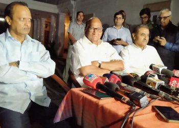 Nationalist Congress Party president Sharad Pawar addresses the media in New Delhi, Monday