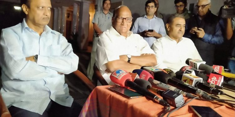 Nationalist Congress Party president Sharad Pawar addresses the media in New Delhi, Monday