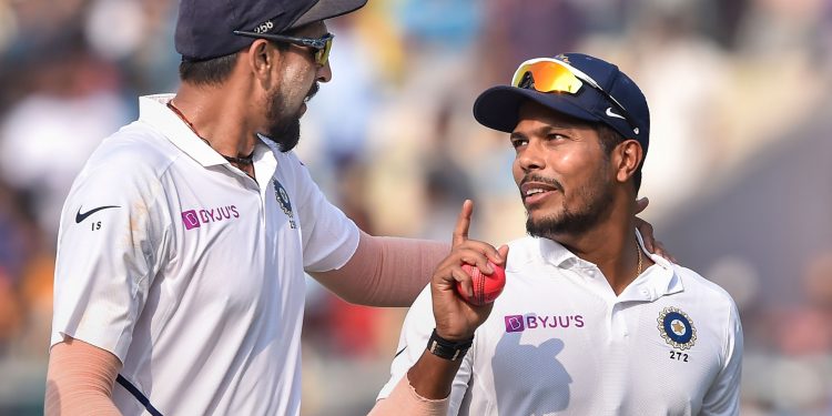 Fast bowlers Ishant Sharma (L) and Umesh Yadav have a lot to talk about after their show blew away the Bangladeshi batsmen at the Eden Gardens, Sunday