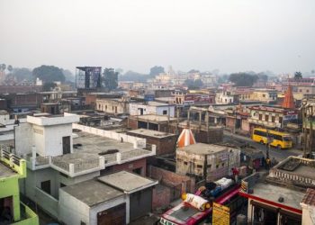 A general view of the temples seen around the Ram Janma Bhoomi (Birthplace of Lord Rama) the Babri Masjid demolition site in Ayodhya, Uttar Pradesh, India on Friday, January 18, 2019.Photographer: Prashanth Vishwanathan/Bloomberg