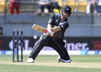 New Zealand's James Neesham in action against England.