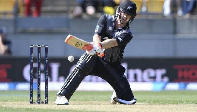 New Zealand's James Neesham in action against England.