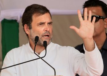 Simdega: Congress leader Rahul Gandhi gestures as he speaks during an election campaign rally in support of party candidate Bhushan Bara (Simdega) and Vikshal Kongari (Kolebira)  for the Jharkhand Assembly polls, in Simdega district, Monday, Dec. 2, 2019.