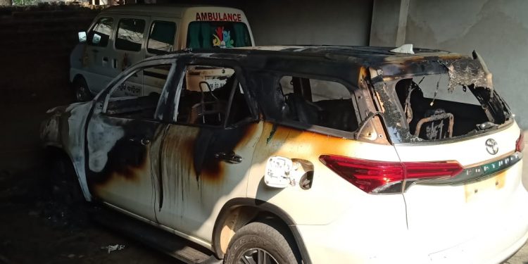 Miscreants set MLA’s vehicle, ambulance on fire in Talcher