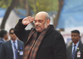 Union Home Minister Amit Shah during the foundation laying ceremony of Directorate General building of CRPF in New Delhi, Sunday