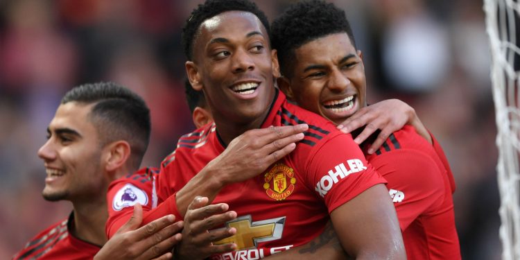 Anthony Martial and Marcus Rashford (right)