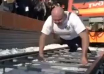 Russian man shocks world by pulling 218-tonne train