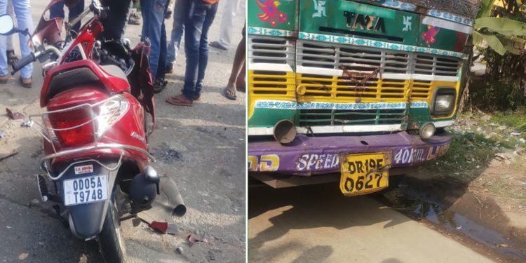 Coal laden truck hits scooter, two injured