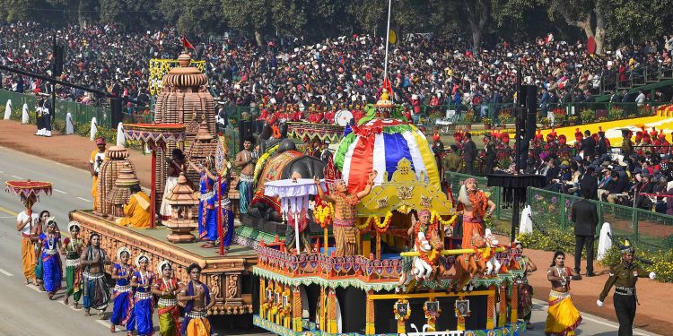 The tableau of Odisha at the Republic Day parade in New Delhi