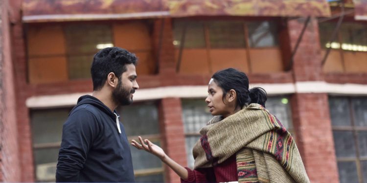 Aishe Ghosh seen with a fellow student, Monday