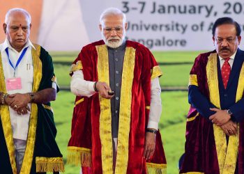 (From left): Karnataka Chief Minister BS Yediyurappa, Prime Minister Narendra Modi and Union Minister Harsh Vardhan