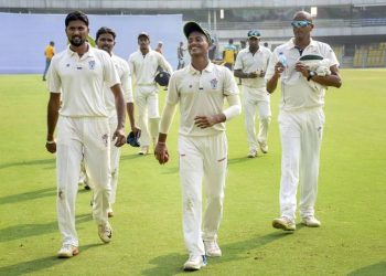 Odisha team walk back after dismissing Assam in the first innings