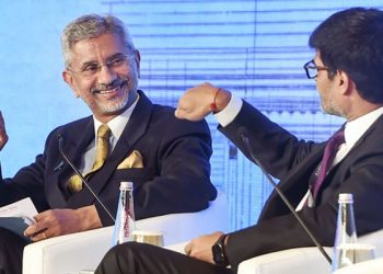 Jaishankar addressing a gathering at the Raisina Dialogue.