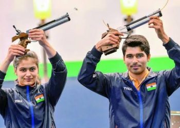 Manu Bhaker and Saurabh Chaudhary won the 10m Air Pistol mixed team title at ISS World Cup in Munich.