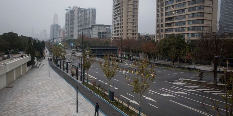 Wuhan City now wears a deserted look