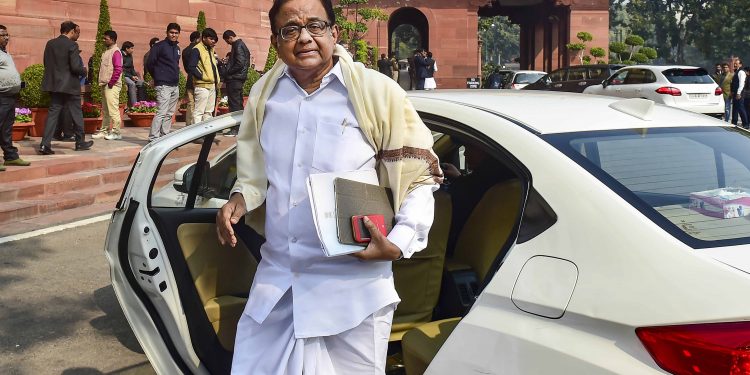 P Chidambaram at the Patliament House, Monday