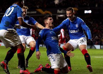 Ianis Hagi celebrates after scoring the match-winning goal for Rangers